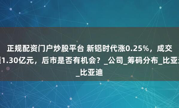 正规配资门户炒股平台 新铝时代涨0.25%，成交额1.30亿元，后市是否有机会？_公司_筹码分布_比亚迪